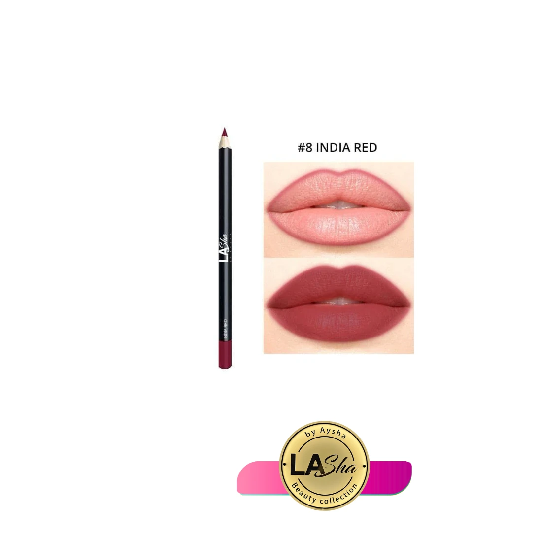 || LAsha || قلم كريمي تحديد رقم 8 أحمر هندي  براند لاشا الأصلية